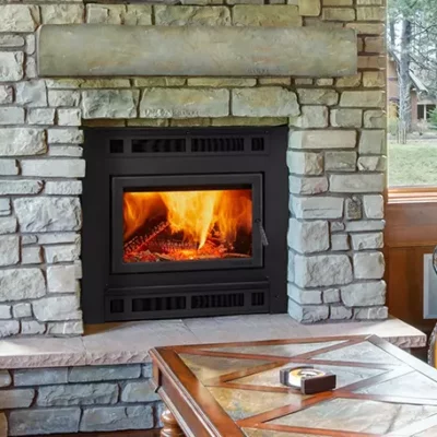 modern woodburning fireplace