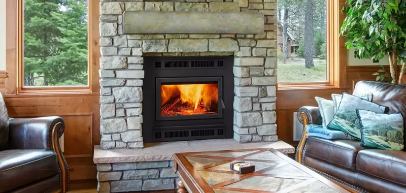 modern woodburning fireplace